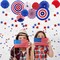 4th of July Patriotic Party Decoration Set – American Flag Paper Fans, Pom-Poms, Foil Fringe Curtain, Star Streamers & USA Pennant Bunting for Independence Day